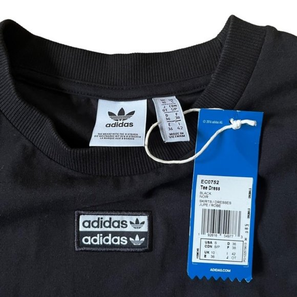 New Adidas Black Tee Dress Size Small - Picture 5 of 8